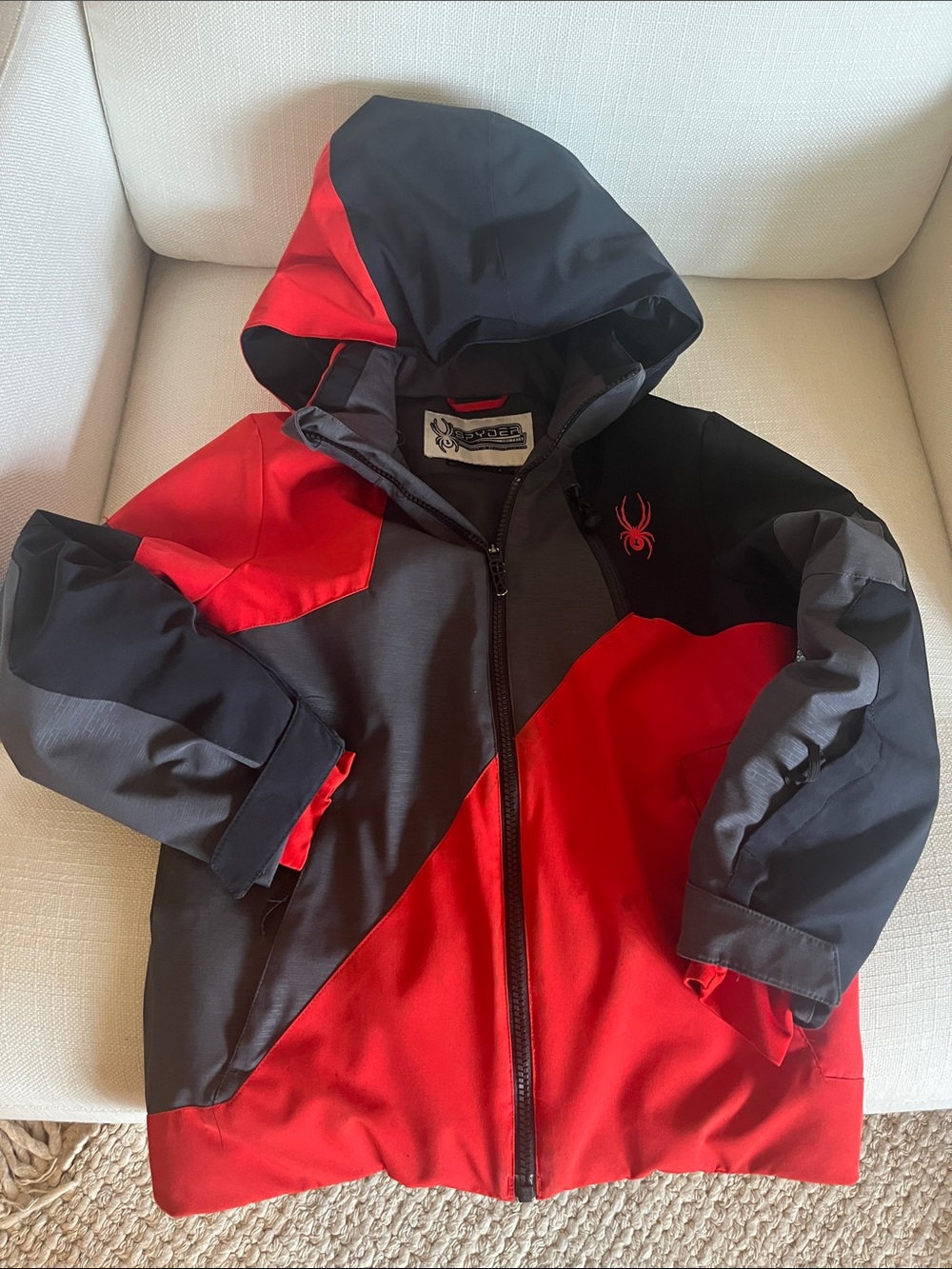 Spyder Kids Red and Black Hooded Raincoat